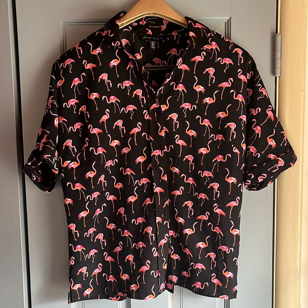 Flamingo Short Sleeve Button Up